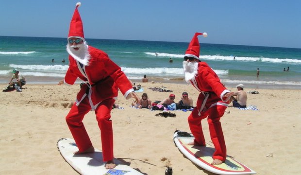 Santa on Beach in Oceania