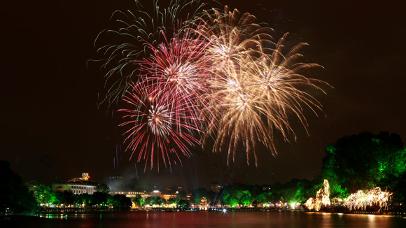 Hanoi chinese new year fireworks