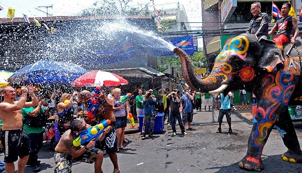 Songkran celebrations in Bangkok Thailand
