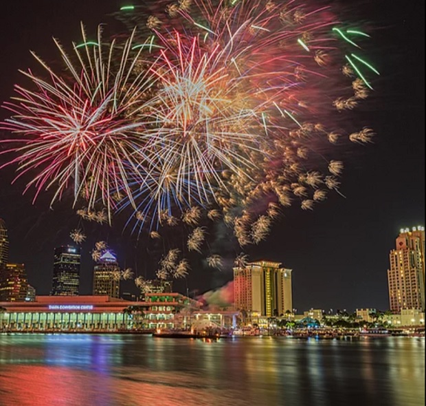 Celebrations on New Years Eve 2024 in Tampa Bay Of Florida