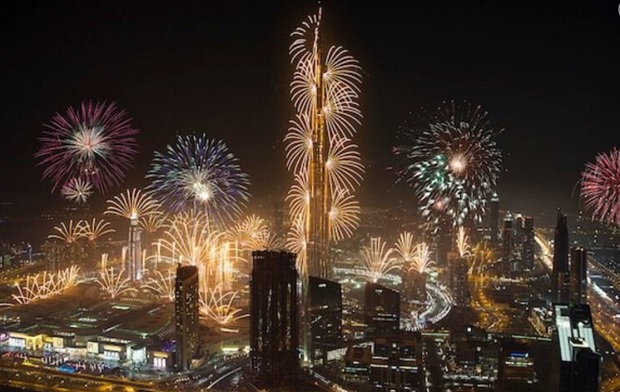 NYE fireworks at Burj Khalifa