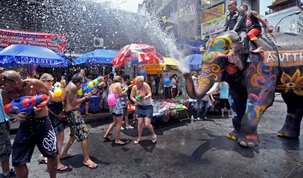 Khao San road on Songkran celebrations