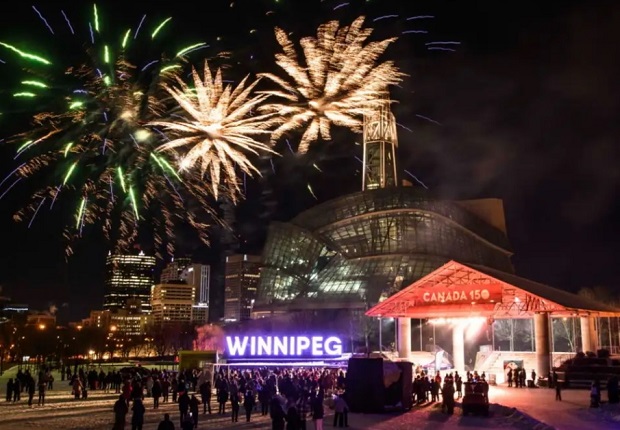 Fireworks on New Years Eve in Winnipeg